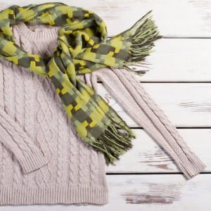 Knitted Sweater + Green Scarf